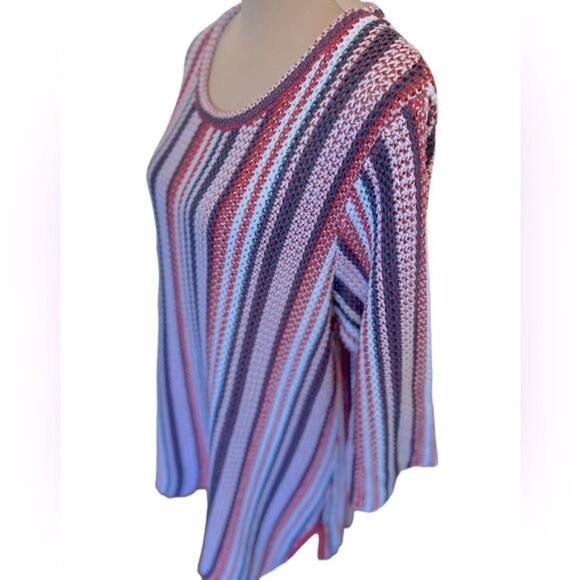 Soft Surroundings MONTEGO BAY knit 3/4 sleeve sweater size 1X Striped - Picture 5 of 11